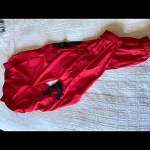 Red windbreaker joggers